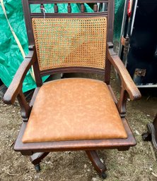 Rare Eastlake Walnut Office Chair On Wheels, Ca 1875-85