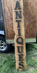 Rustic Coral Form Antiques Advertising Sign With Applied Wooden Letters