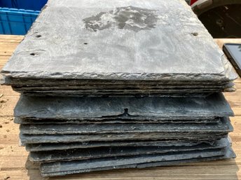 Stack Of Slate Roof Shingle Tiles From A Victorian Home