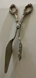 Fancy Meat Serving Tongs With Sterling Silver Handles