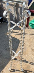 Wrought Iron Painted Plant Stand With Turned Pillars, 32' Ht