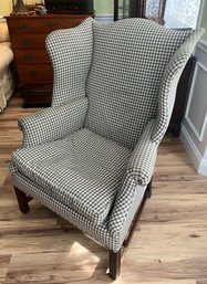 Beautifully Upholstered Chippendale Style Mahogany Wing Back Armchair