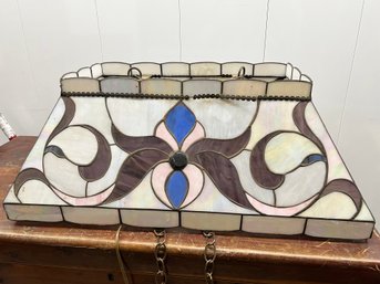 Stained Glass Rectangular Pool Table Lamp Shade, With 2 Bulb Electrification
