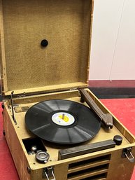 DECCA Portable Record Player In Yellow Canvas