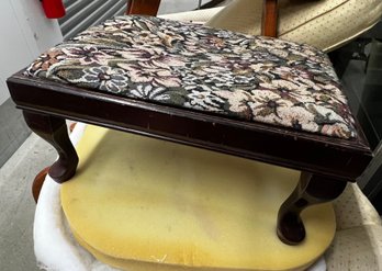 Simple Pad Foot Footstool With Floral Fabric