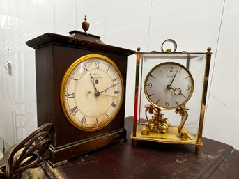 2 Mid Century Mantle Clocks Incl A Kundo Anniversary Clock And Telethon Electric