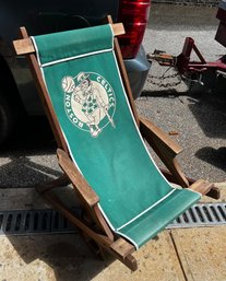 Vintage Boston Celtics Basketball Advertising Wood With Canvas Seat Folding Beach Chair