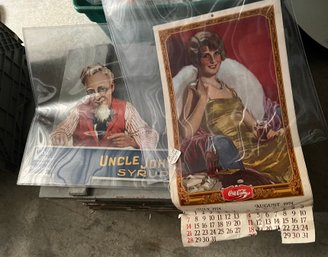 Uncle John's Syrup Adv Card And Coca-cola 1974 Paertial Calendar