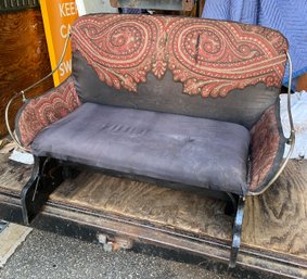 Wagon Buggy Or Sleigh Seat With A Paisley Upholstered Back