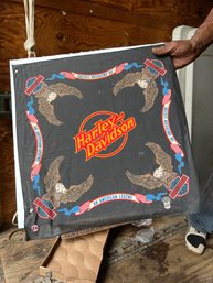 Vintage Wamcraft Black/orange Eagle Corners Harley-Davidson Bandana
