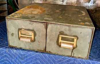Vintage 2 Drawer File In Green Finish.  Very Heavy Quality!!
