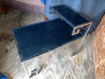 Mid Century Modern Chrome And Polished Slate Step Table