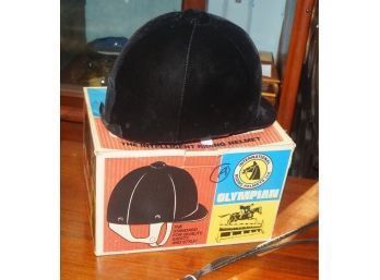 Horse Riding Hat, Mint In Box, With A Riding Crop
