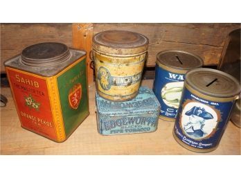 Assorted Advertising Tinware Container