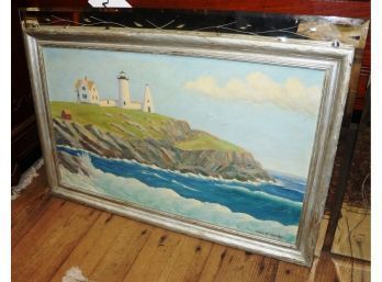 Painting, Oil In Canvas, Signed Chas Emery, 'Nubble Light, York, ME'