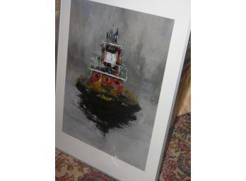 Laser Print Copy Of Jim Mickelson Painting, 'Tugboat', Medium Size