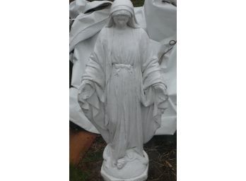 Stone Cement  Religious Statue Of The Virgin Mary, Almost 3' Tall