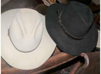 Lot Of 2 Cowboy Hats, 1 Made By Milano Hat Co., Size 7 3/8