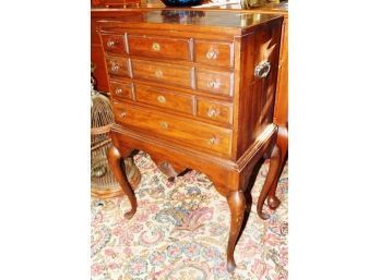 Queen Anne Style Mahogany Silver Flatware Chest With Cabriole Legs