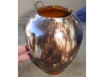 Redware Vase With Marbleized Decoration, 7' Ht