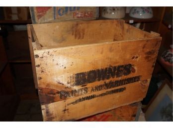 Wooden Advertising Crate, 'Downes Paints And Varnishes, Lynn, MA'