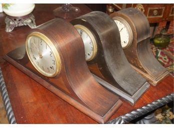 Lot Of 3 Tambour Clocks Inc Gilbert, Ansonia And Sessions,