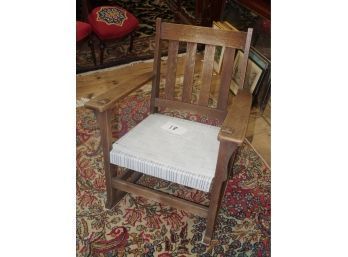 Arts And Crafts Oak Flat Arm Rocking Chair W/attached Woven Seat
