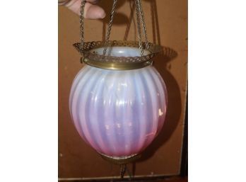 Victorian Hanging Light Fixture With Cranberry Opalescent Shade