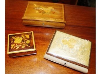 Lot Of 3 Reuge Sorrento Made In Italy Inlaid Music Boxes