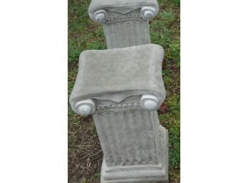 Pair Of Stone Cement  Corinthian Short Columns, Almost 2' Tall