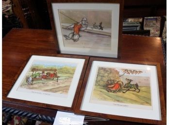 Lot Of 3 Boris O'Klein Prints In Nice Frames, From 'Naughty Dog' Series, Not Hand Colored