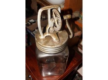 Mechanical Butter Churn With Glass Jar & Wooden Paddles