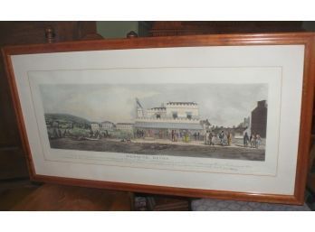 App. 2'x4' Block Printed Lithograph In Custom Made Frame, 'Sidmouth, Devon' Citiscape, Publ. By J & S Harvey