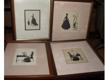 Lot Of 4 Framed And Matted Wallace Nutting Silhouettes