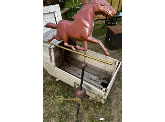 Copper Running Horse Weathervane With Mounting Post And Directionals