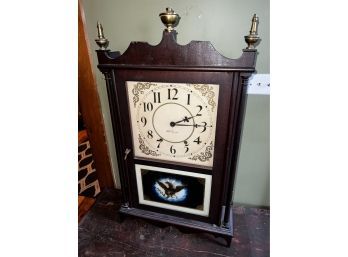Mahogany Seth Thomas Pillar And Scroll Shelf Clock With Reverse Painted Eagle Tablet