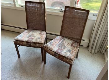 Pair Of MCM Cane Back Side Chairs, Unmarked