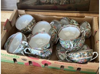 Lot Of Famille Rose Teacups And A Saucer