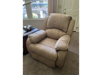 Powered Extra Wide Beige Leather Recliner Is Excellent Condition, Plugs In To A/c Power