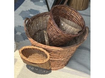 Lot Of 5 Baskets Incl A Larger Laundry Basket5