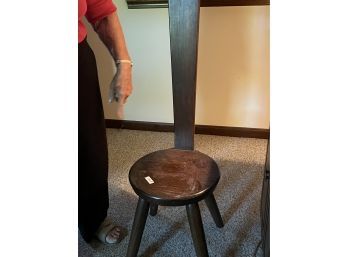Pine Round Seat Milking Stool With Tall Back