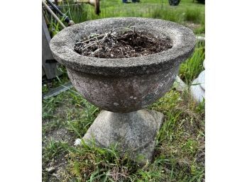 Vintage Very Heavy Cement Flower Planter, About 1 1/2' Tall