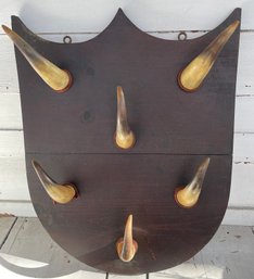 Antique Mounted Buffalo Horn Plaque - Made 1902 For C.H. Rockwell
