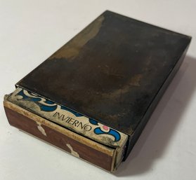 Alpaca Silver Vintage Matchbox Holder With Invierno Fosforos Match Box
