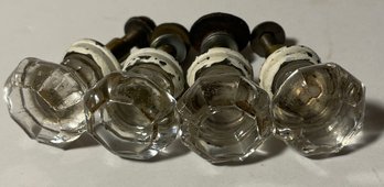 Set Of 4 Small Vintage Hardware Glass Knobs / Pulls