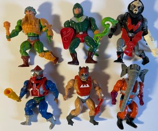 Lot Of 6 1980's Masters Of The Universe Action Figures And Weapons