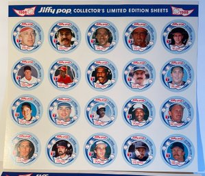 Vintage 1988 Jiffy Pop 3rd Annual Limited Edition 14x16' Uncut Baseball Sheet