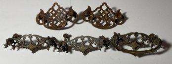 Vintage Ornate Metal 5 Pieces Rusty Dusty Furniture Drawer Pulls
