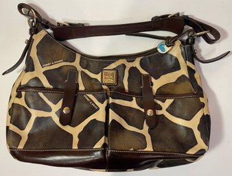 Dooney & Bourke Giraffe Leather Satchel Hobo Handbag Purse