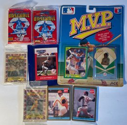 7 Packs Of Unopened Baseball Cards Plus Mattingly MLB MVP Card & Pin Set